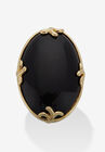 Cabochon-Cut Black Agate 18K Gold-Plated Ring, AGATE, hi-res image number null