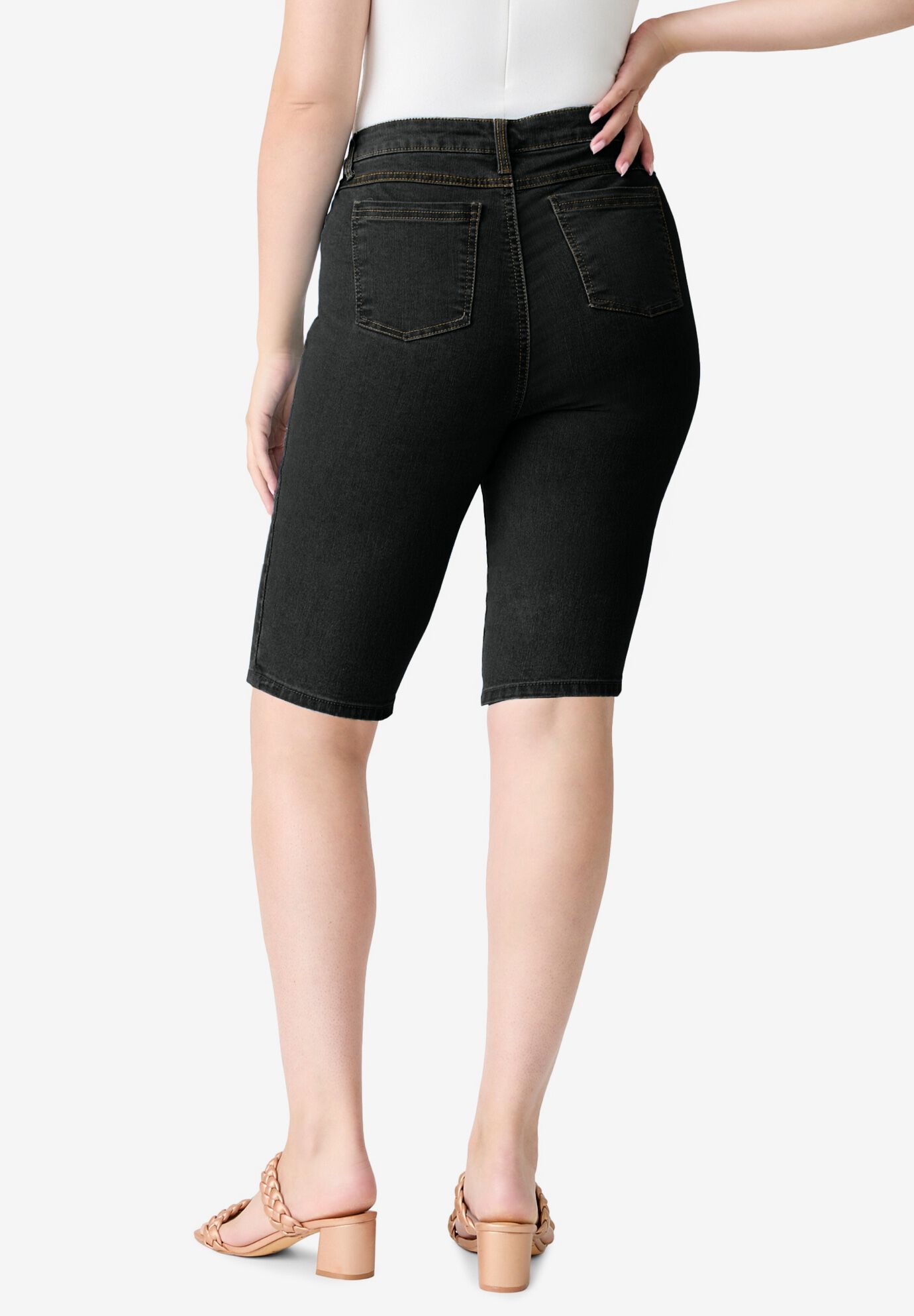 Plus Size Classic Stretch Bermuda Short, BLACK DENIM, alternate image number 2