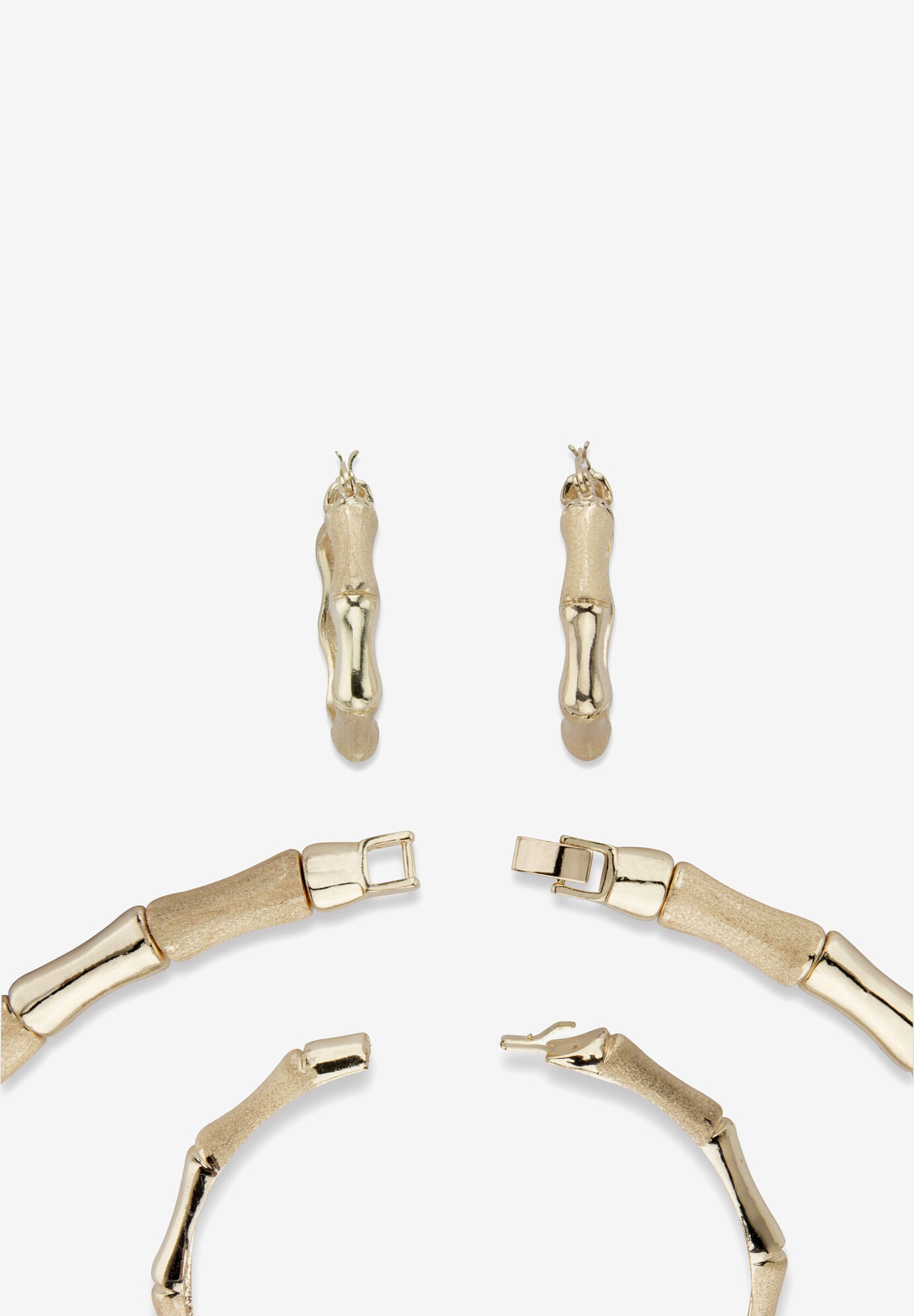 Goldtone Bamboo with 3-Piece Necklace Set, , on-hover image number 1