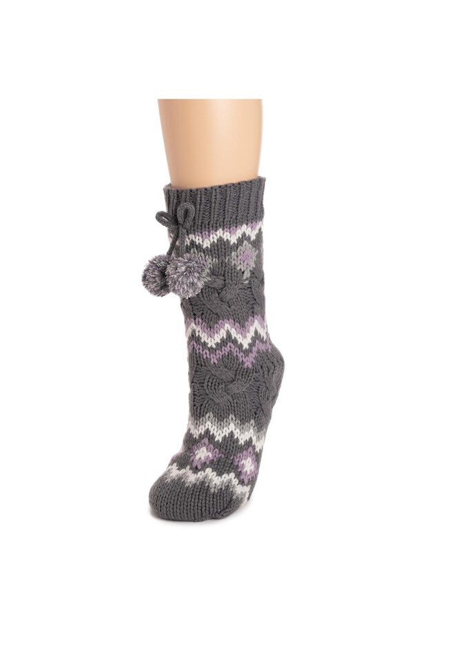 Chunky Fairisle/Cable Mix Cabin Socks, , on-hover image number null
