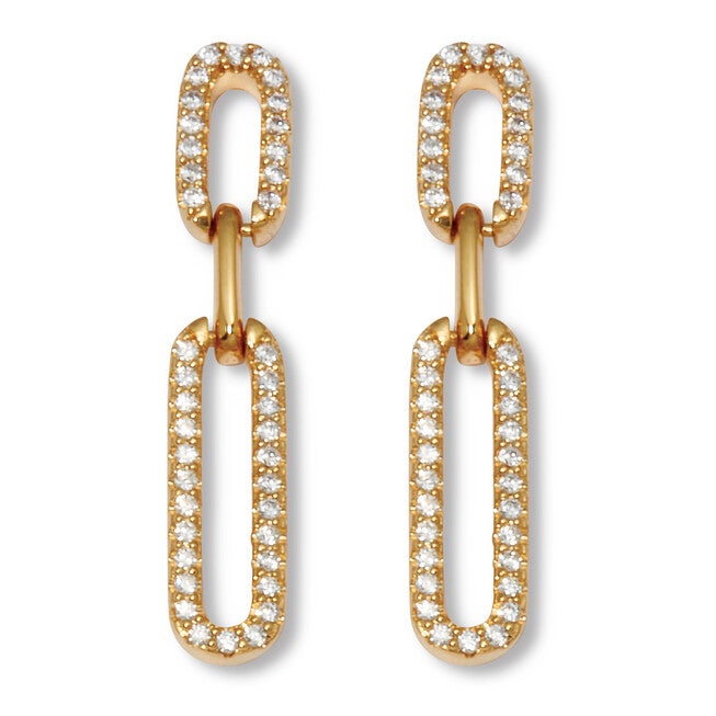 .40 TCW Round Cubic Zirconia Yellow Gold-Plated Link Earrings, WHITE, hi-res image number null