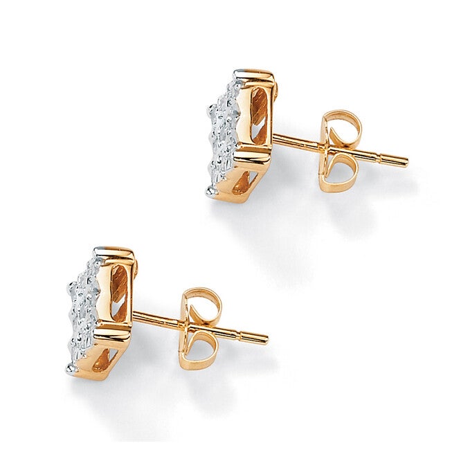 1/7 TCW Round Diamond 10k Yellow Gold Square-Shaped Stud Earrings, WHITE, on-hover image number null