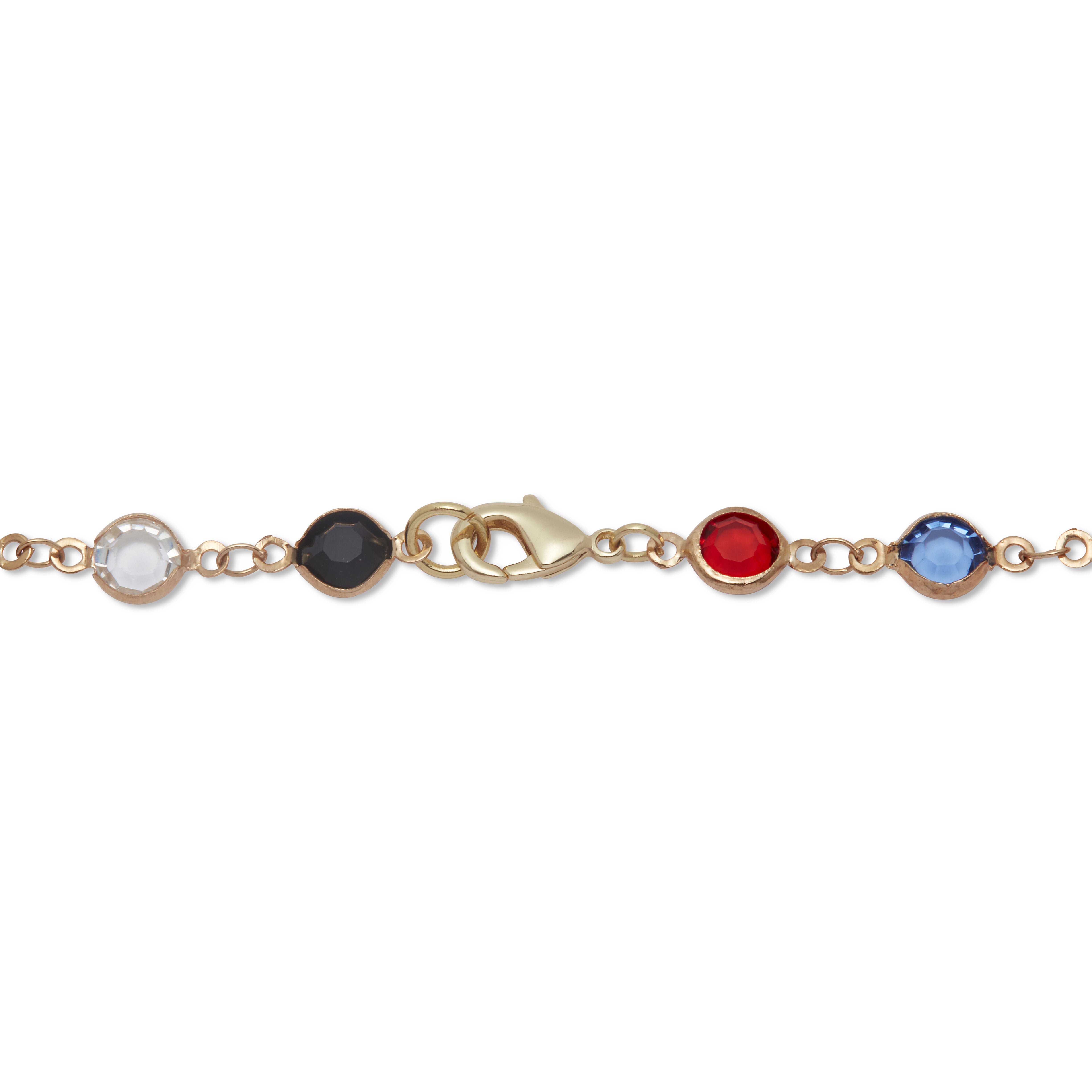 Colorful Crystal and Pearl Yellow Gold Ion-Plated Long Necklace, 40 Inches, RED, on-hover image number 1