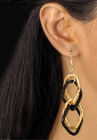 Double Curb-Link Bracelet And Drop Earrings Set In Goldtone And Black Ruthenium, , alternate image number null