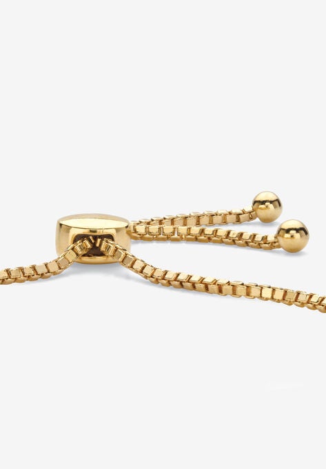 Gold-Plated Bolo 9" Bracelet with Diamond Accents, , on-hover image number null