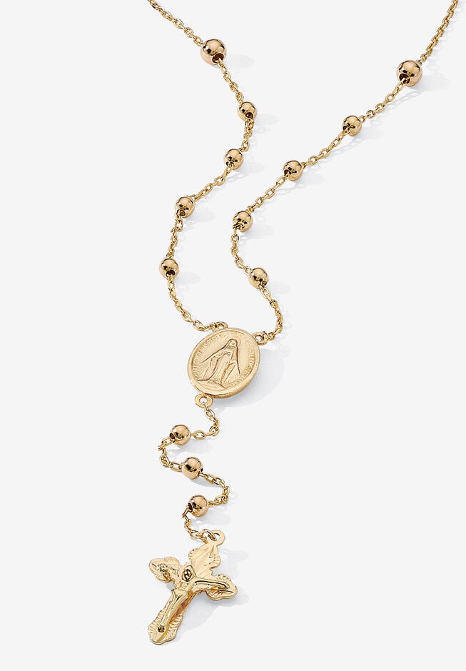 Rosary Style Necklace In Gold-Plated Sterling Silver, GOLD, hi-res image number null