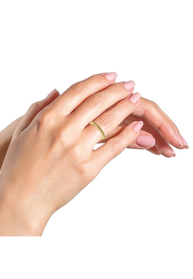 Yellow Gold Over Silver 1/4 Cttw Champagne Diamond 11 Stone Band Ring, , alternate image number 4
