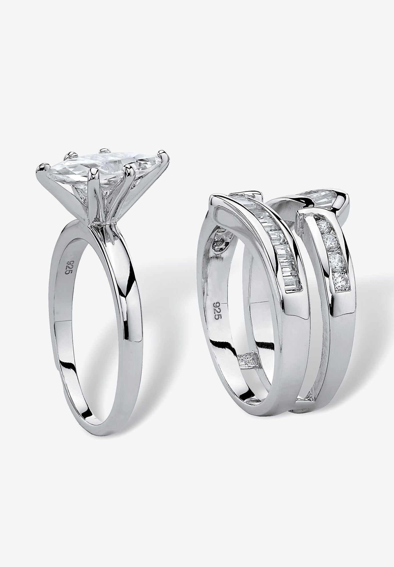 3.57 Cttw. Cubic Zirconia 2 Piece Bridal Ring Set In .925 Sterling Silver, , on-hover image number 1