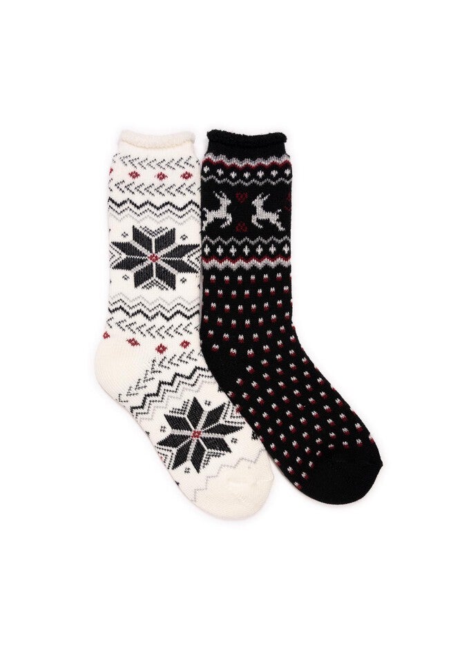 Tall Heat Retainers (2 Pair Pack) Socks, IVORY BLACK, hi-res image number null
