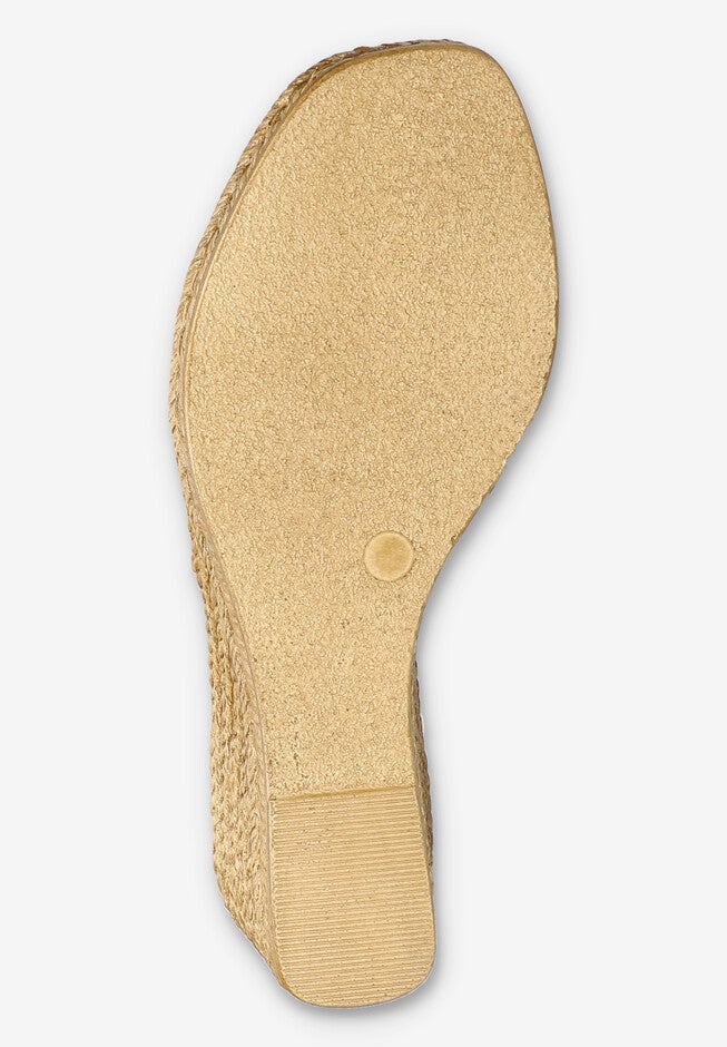 Ricci Wedge Sandal, BLACK RAFFIA FLOWER, alternate image number 6
