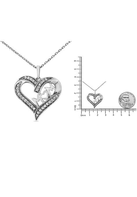 Sterling Silver Diamond Engraved Mom In Heart Pendant Necklace, , alternate image number null