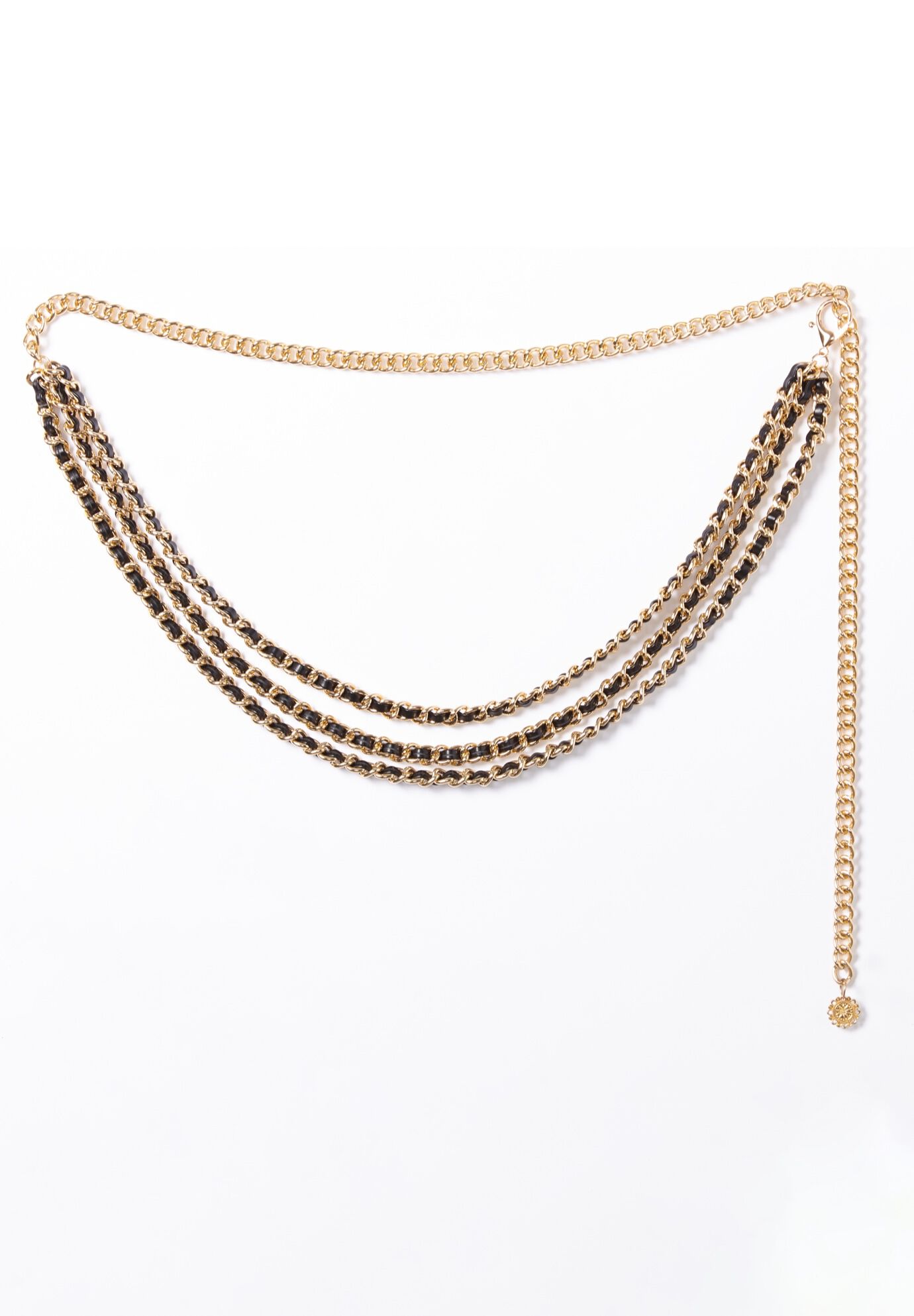 Faux Leather Gold Chain Belt, GOLD, hi-res image number 0