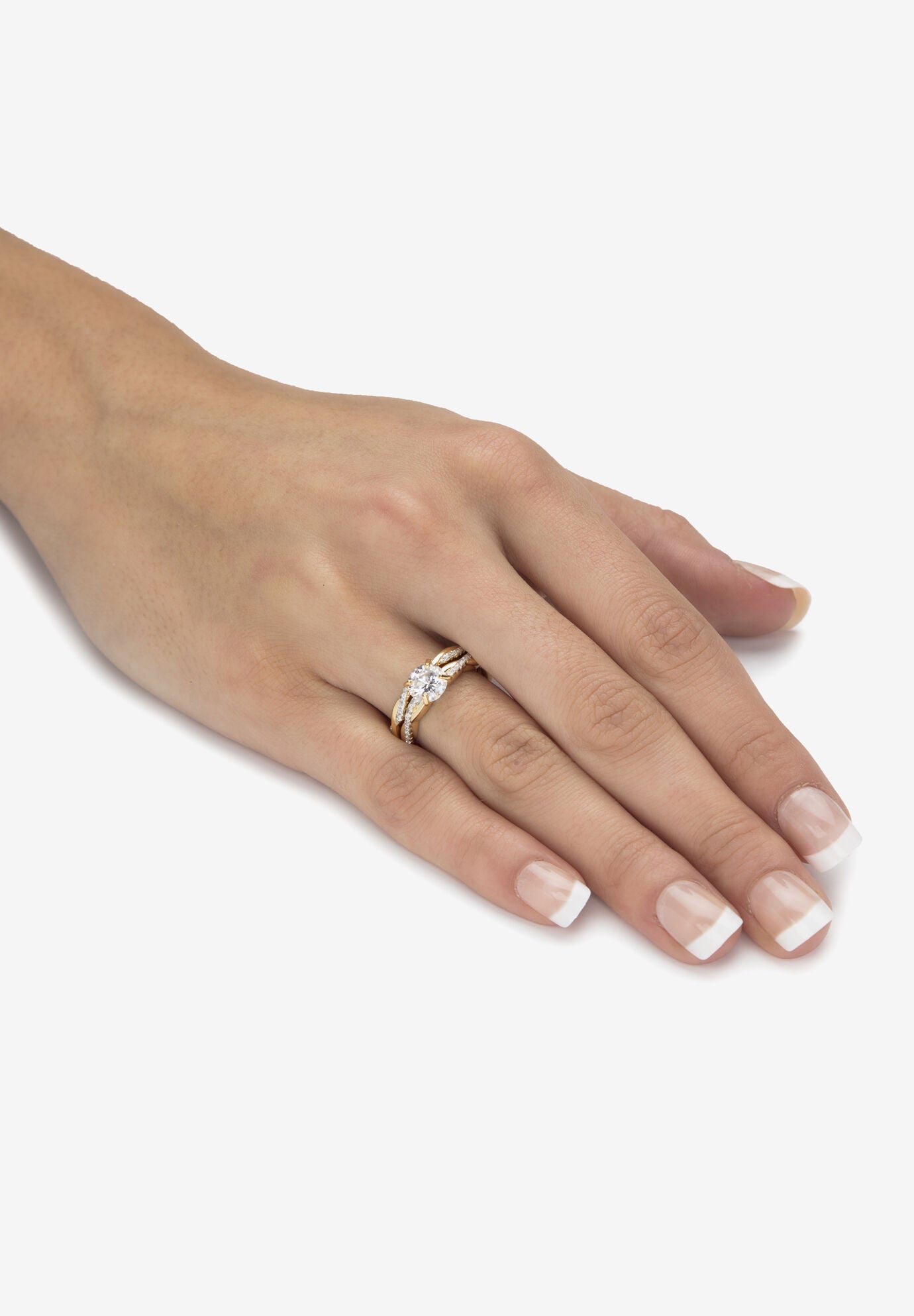 1.79 Cttw. 2-Piece 18K Gold .925 Sterling Silver Cubic Zirconia Wedding Ring Set, , alternate image number 2