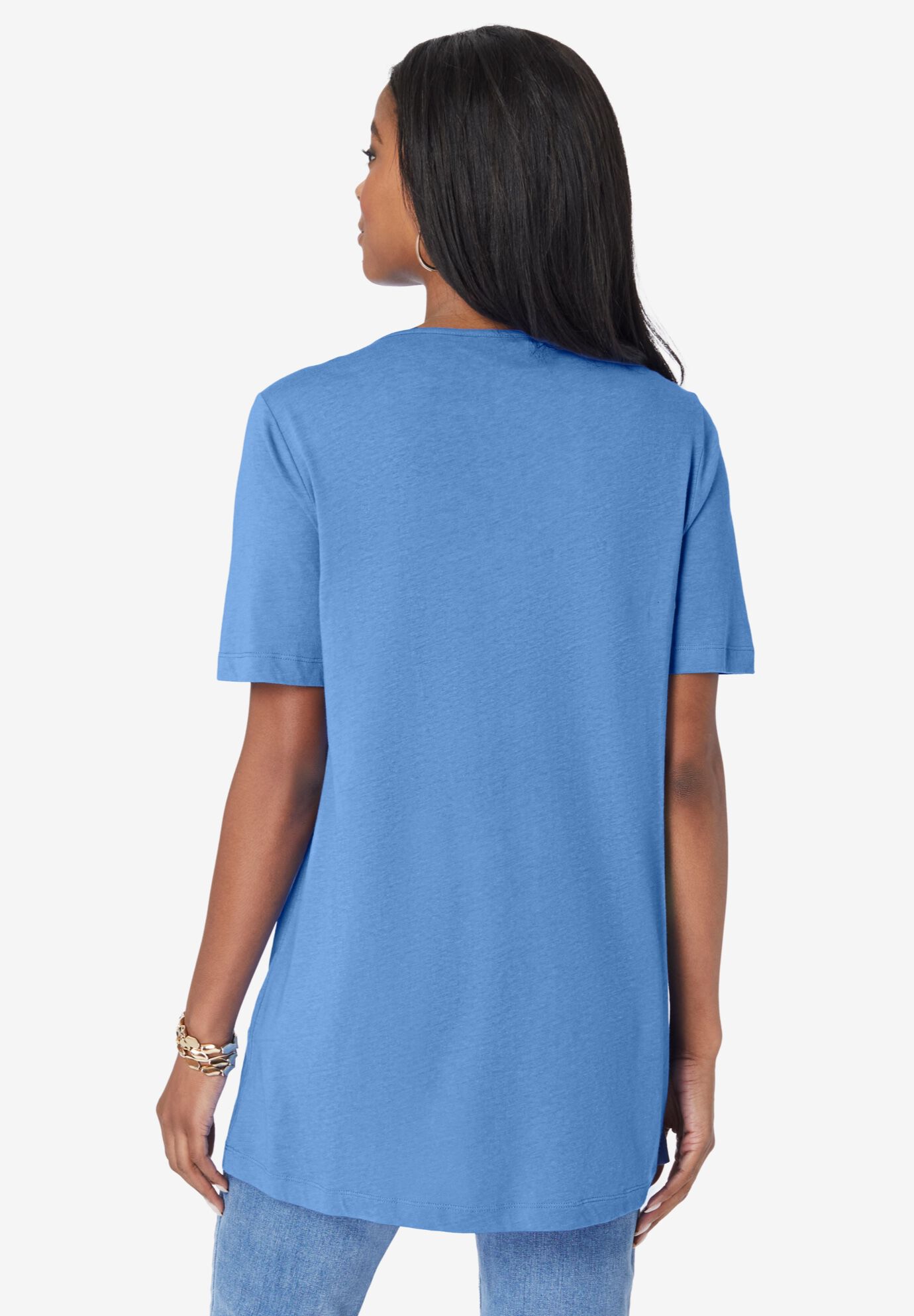 Pleated V-Neck Tee, , on-hover image number 1