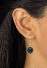 Yellow Gold Over Silver Round Natural Onyx Earrings (32X12Mm) Jewelry, , alternate image number null