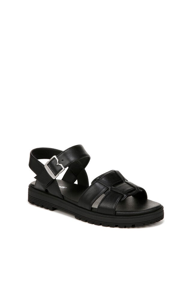 Take Five Strappy Sandal, BLACK FAUX LEATHER, hi-res image number 0