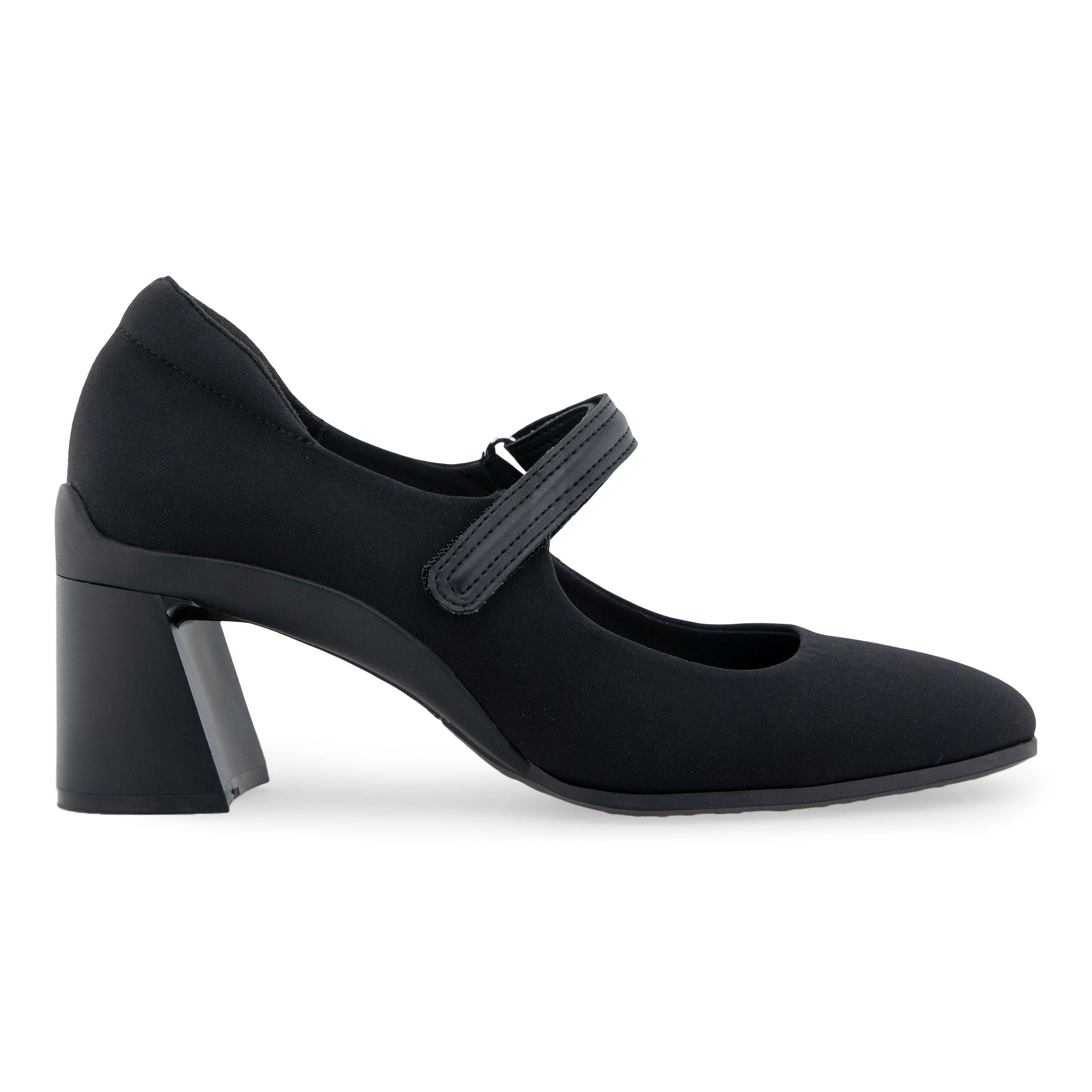 Cassina Velcro Strap Pump, BLACK STRETCH FABRIC, alternate image number 2