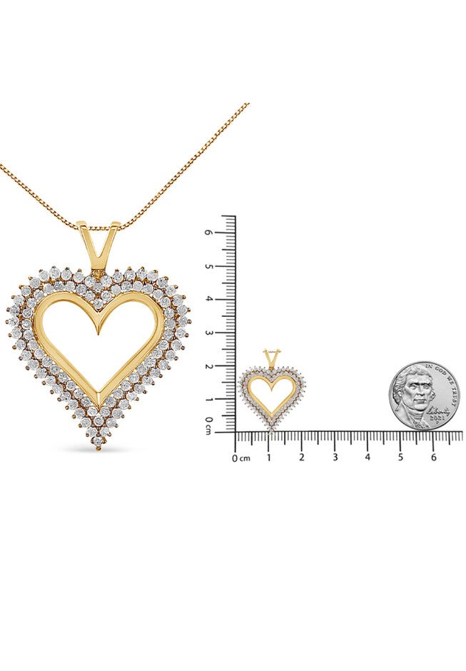 Yellow Gold Plated Sterling Silver 1/2 Cttw Diamond Heart Pendant Necklace, , alternate image number 5