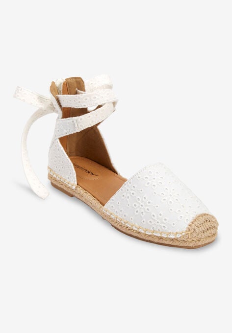 The Shayla Flat Espadrille , WHITE EYELET, hi-res image number null