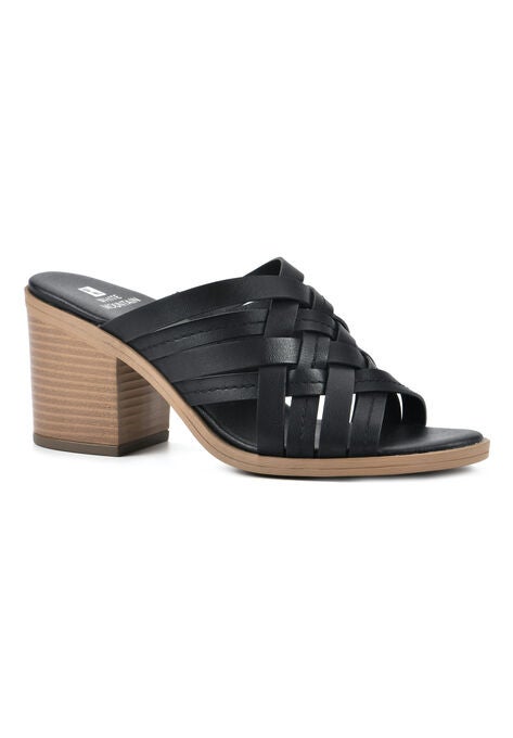 Be Happy Mule Sandal, BLACK BURNISHED SMOOTH, hi-res image number null