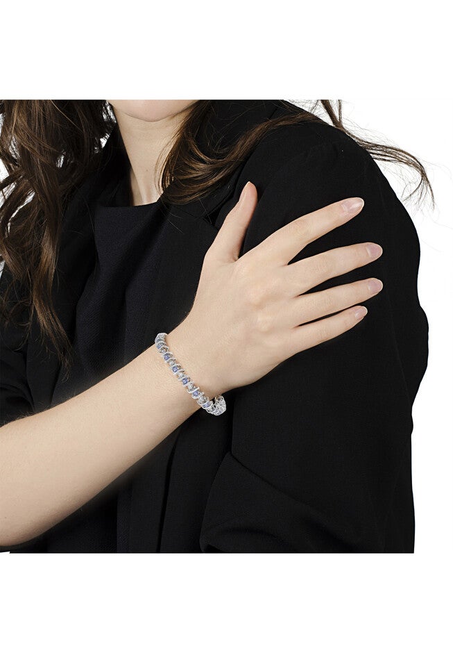 Sterling Silver Gemstone & Round Diamond Tennis Bracelet Tanzanite December Birthstone, , alternate image number 5