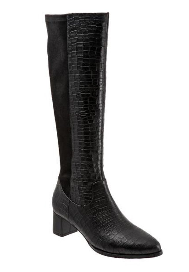 Kirby Wc Wide Calf Boot, BLACK CROCO, hi-res image number null