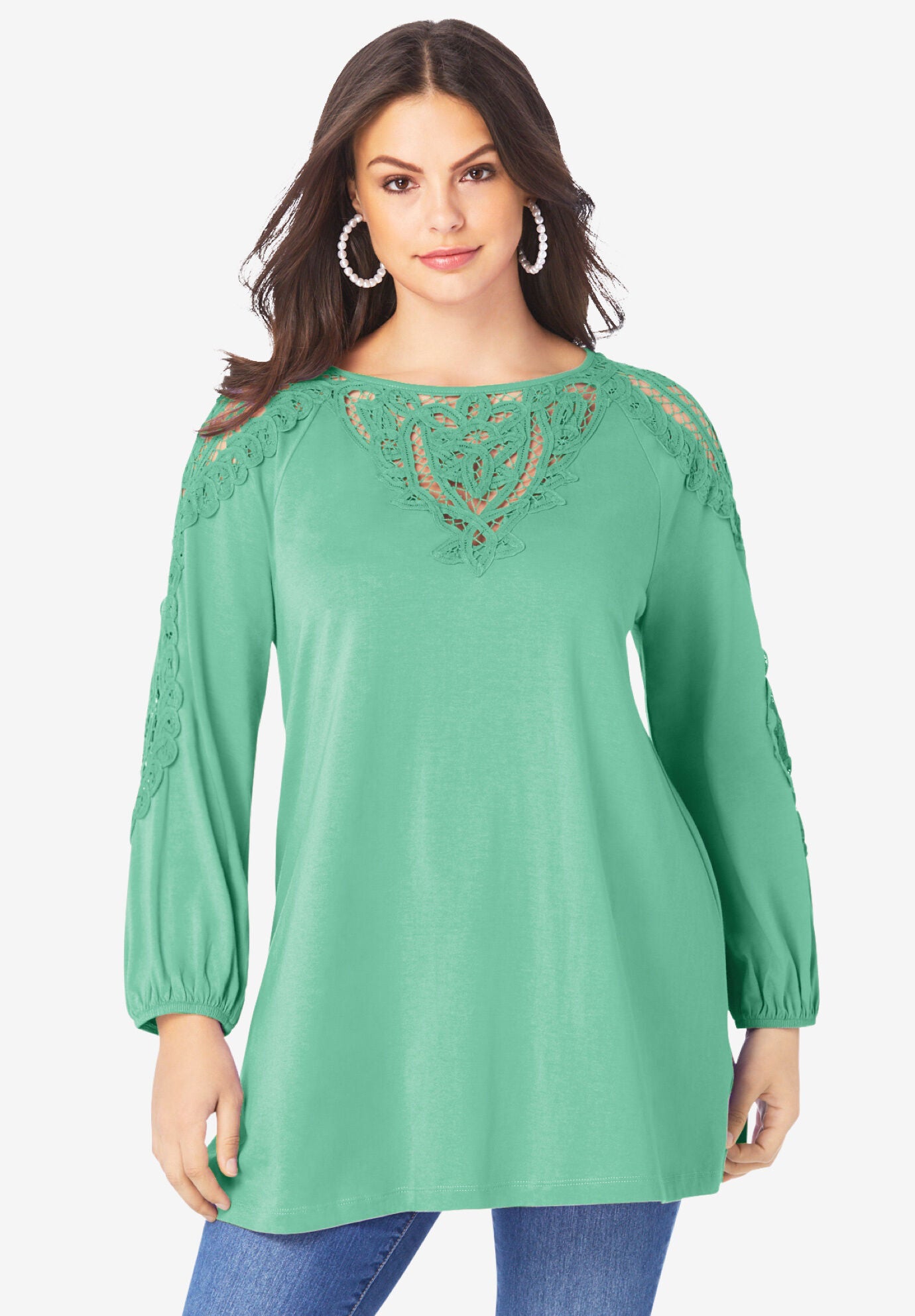 Illusion Lace Tunic, SOFT JADE, hi-res image number 0