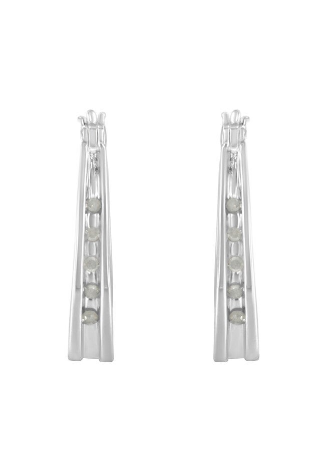 Silver 1/10 Cttw Diamond Hoop Earrings, , alternate image number null