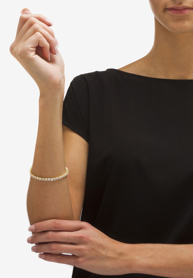 10.75 Tcw Round Cubic Zirconia Yellow Gold-Plated Tennis Bracelet 7.5", , alternate image number null
