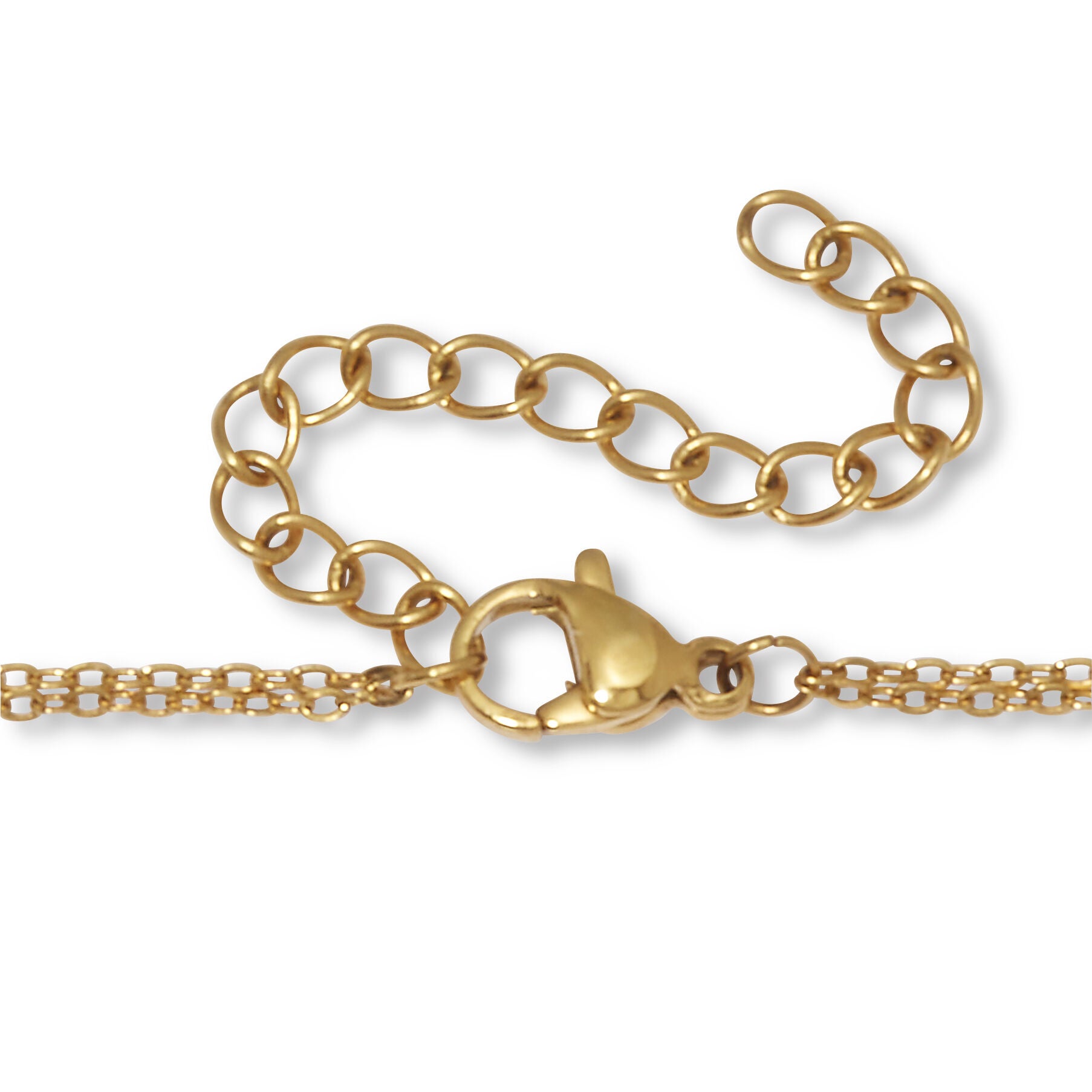 Genuine Black Onyx Gold Ion-Plated Stainless Steel Clover Necklace 17 to 19-inch, BLACK, on-hover image number 1