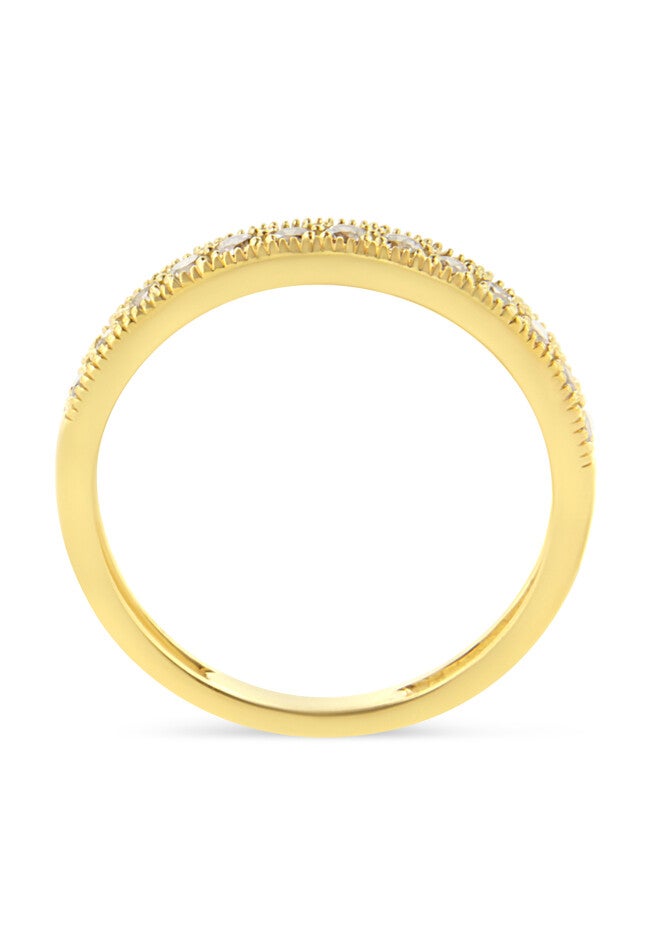 Yellow Gold Over Silver 1/4 Cttw Champagne Diamond 11 Stone Band Ring, , on-hover image number 1