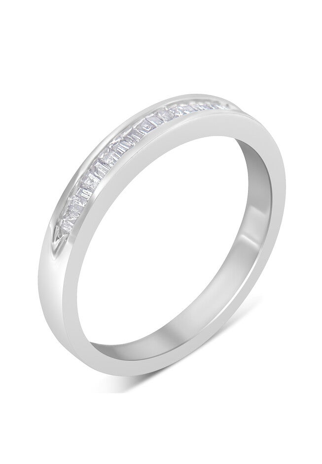 Sterling Silver Diamond Channelset Stackable Band Ring, , alternate image number 3