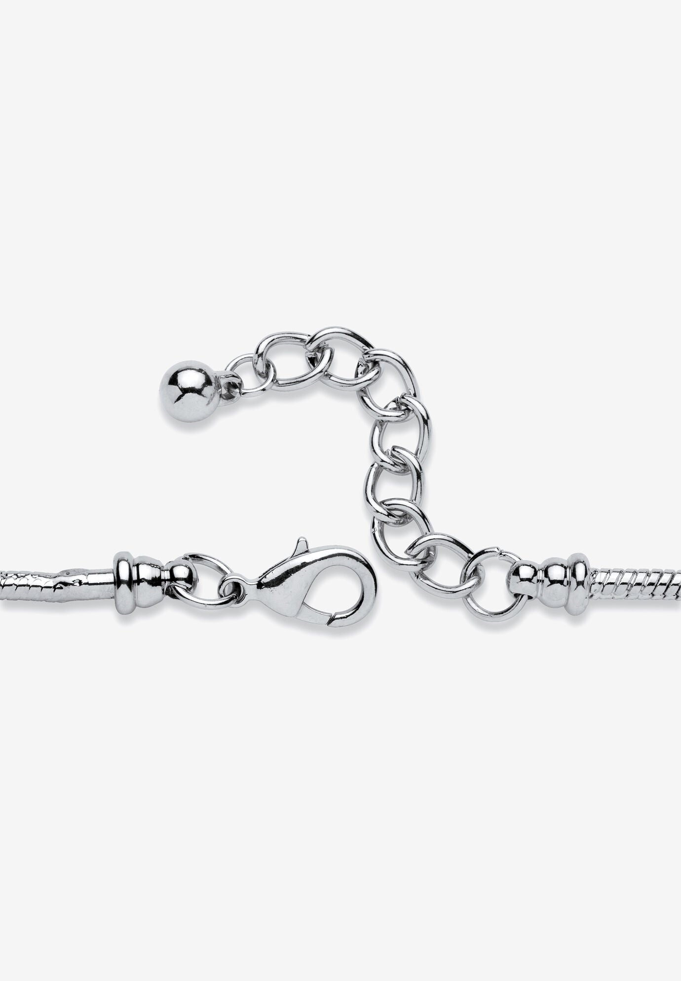 Silver Tone Breast Cancer Charm Bracelet (7Mm), 8 inches Plus 2 inches Extension Jewelry, , on-hover image number 1