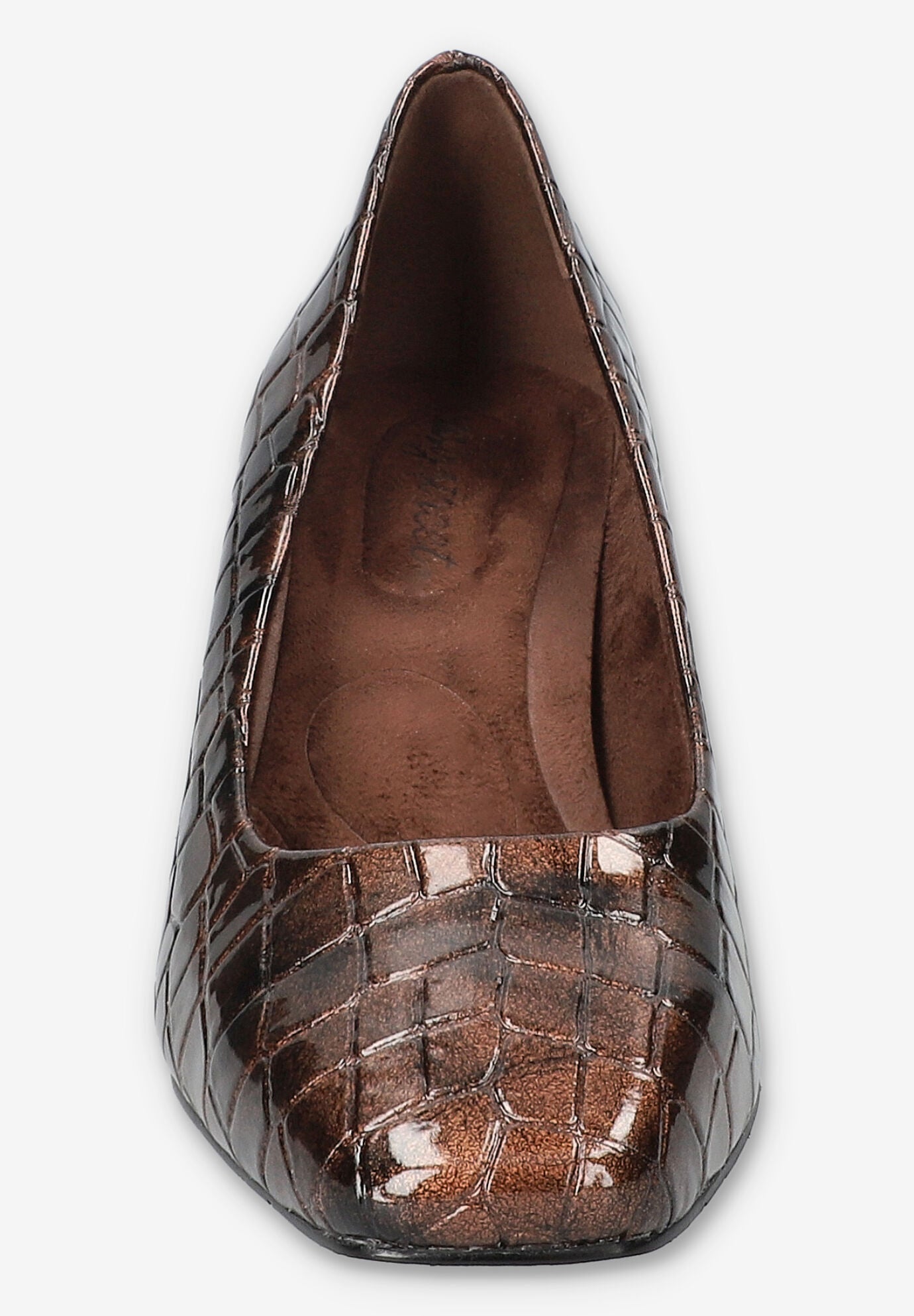 Poet Square Toe Pump, BRONZE PATENT CROCO, alternate image number 3