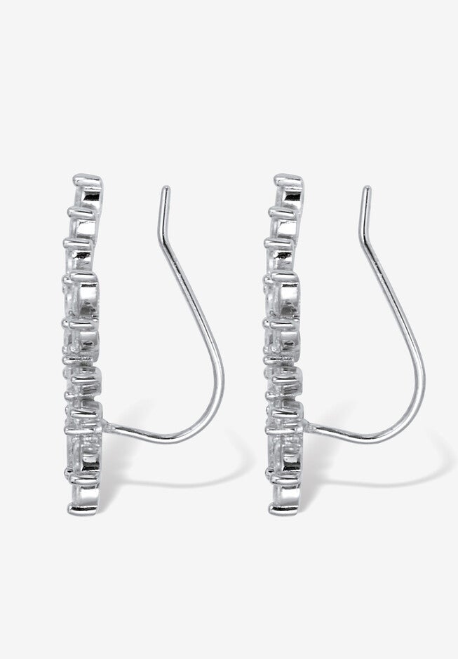 3.20 Tcw Marquise Cut Cubic Zirconia Silvertone Drop Earrings, 26X10Mm, , on-hover image number null