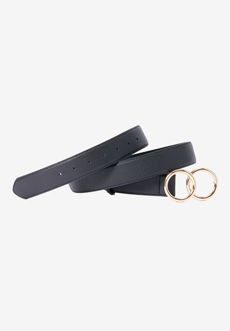 Double Ring Faux-Leather Belt, , alternate image number null