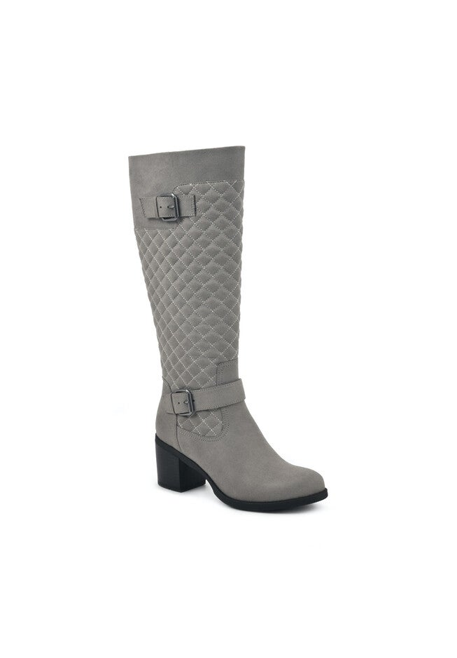 Damask Knee High Boot, LIGHT GREY FABRIC, hi-res image number null