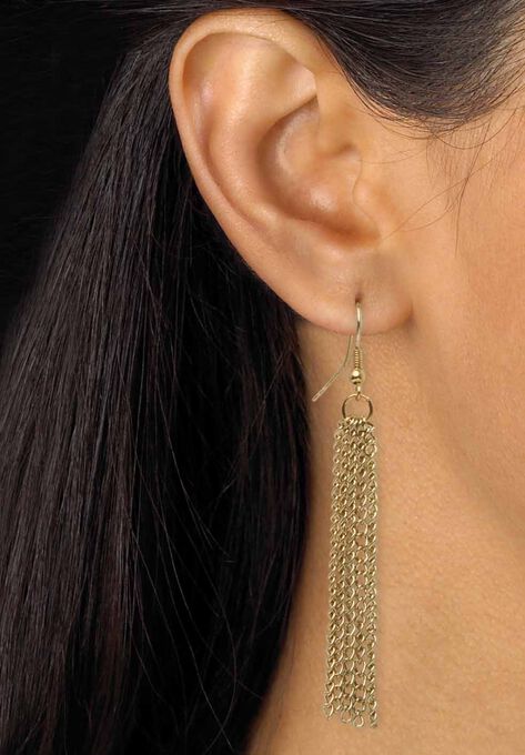 Gold Tone Waterfall 22" Necklace and Drop Earring Set, , alternate image number null