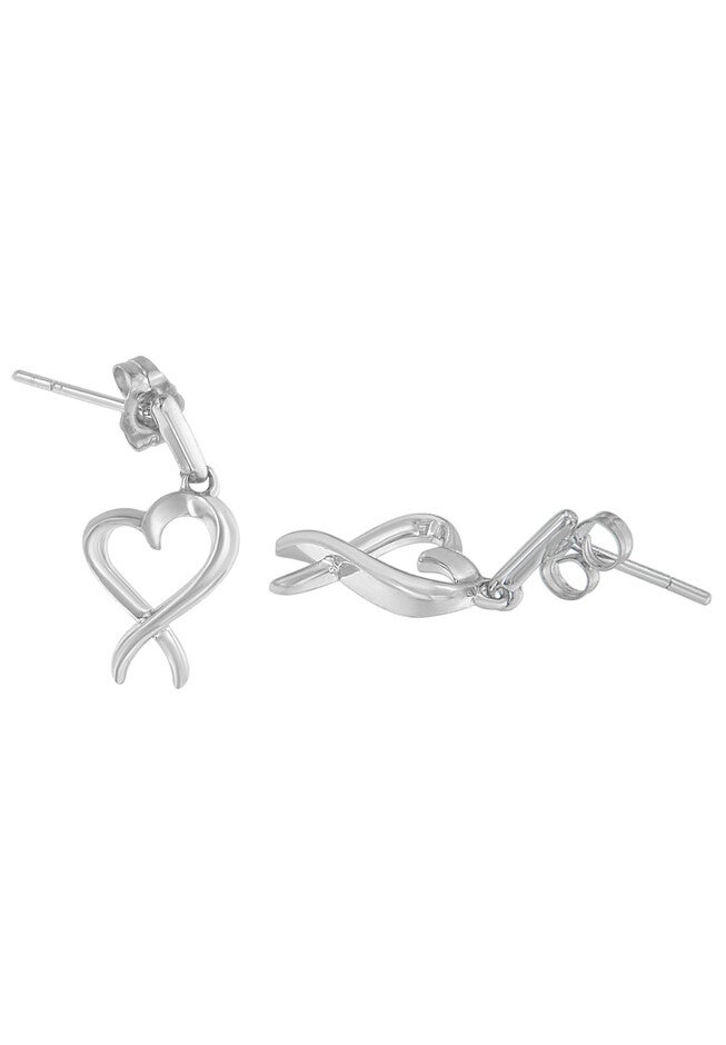 Sterling Silver Dangle-Heart Earrings, , alternate image number 2