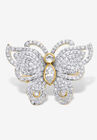 Yellow Gold-Plated Marquise Cut Butterfly Ring, , alternate image number null