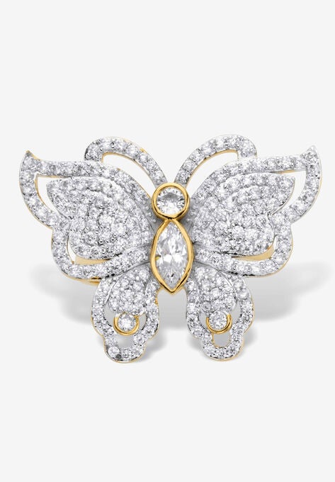 Yellow Gold-Plated Marquise Cut Butterfly Ring, , alternate image number null
