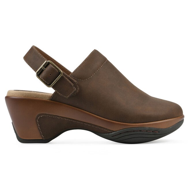 Viewable Slingback Clog - WIDE, BROWN, alternate image number 2
