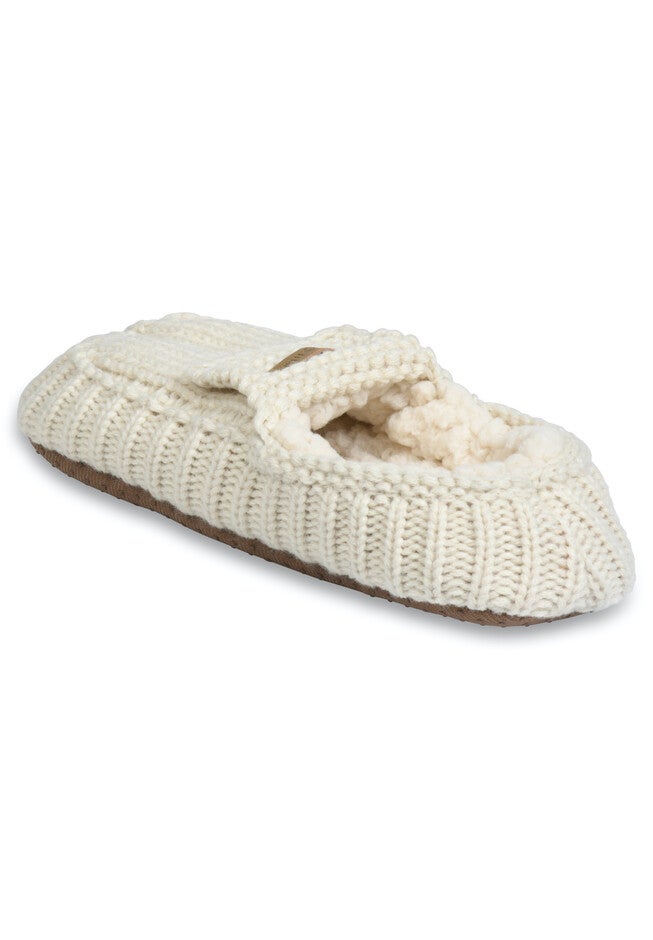 Womens Textured Knit Mocassin Slipper Slippers, , on-hover image number null