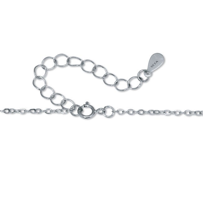 Round Crystal Silvertone Interlocking Circle Necklace 16 to 18-inch, WHITE, on-hover image number 1