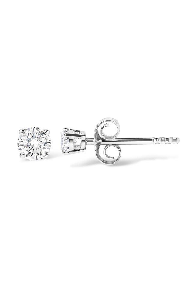 14K White Gold 1/4 Cttw Lab Grown Diamond 4-Prong Classic Solitaire Stud Earrings, , alternate image number null