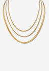 Gold Ion-Plated Stainless Steel Multistrand Herringbone Necklace 15-17.5 Inch, GOLD, hi-res image number null