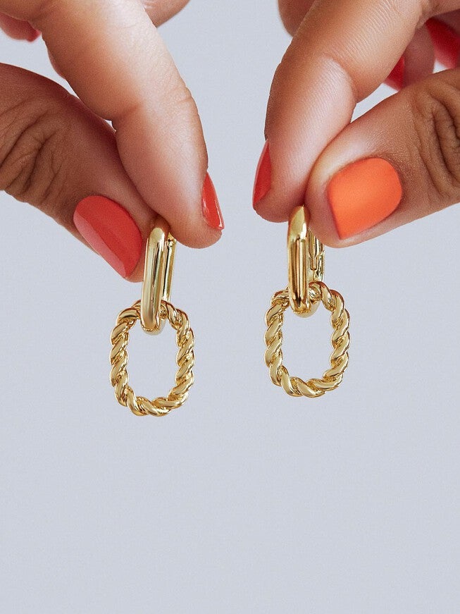Ash Double Hoop Earrings, GOLD, alternate image number 2