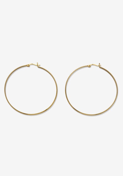Yellow Gold Plated Sterling Silver Diamond Cut Hoop Earrings (53Mm), , on-hover image number null