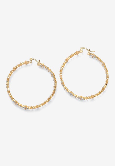 7.20 Tcw Round Cubic Zirconia Gold-Plated Garland Hoop Earrings, , on-hover image number null