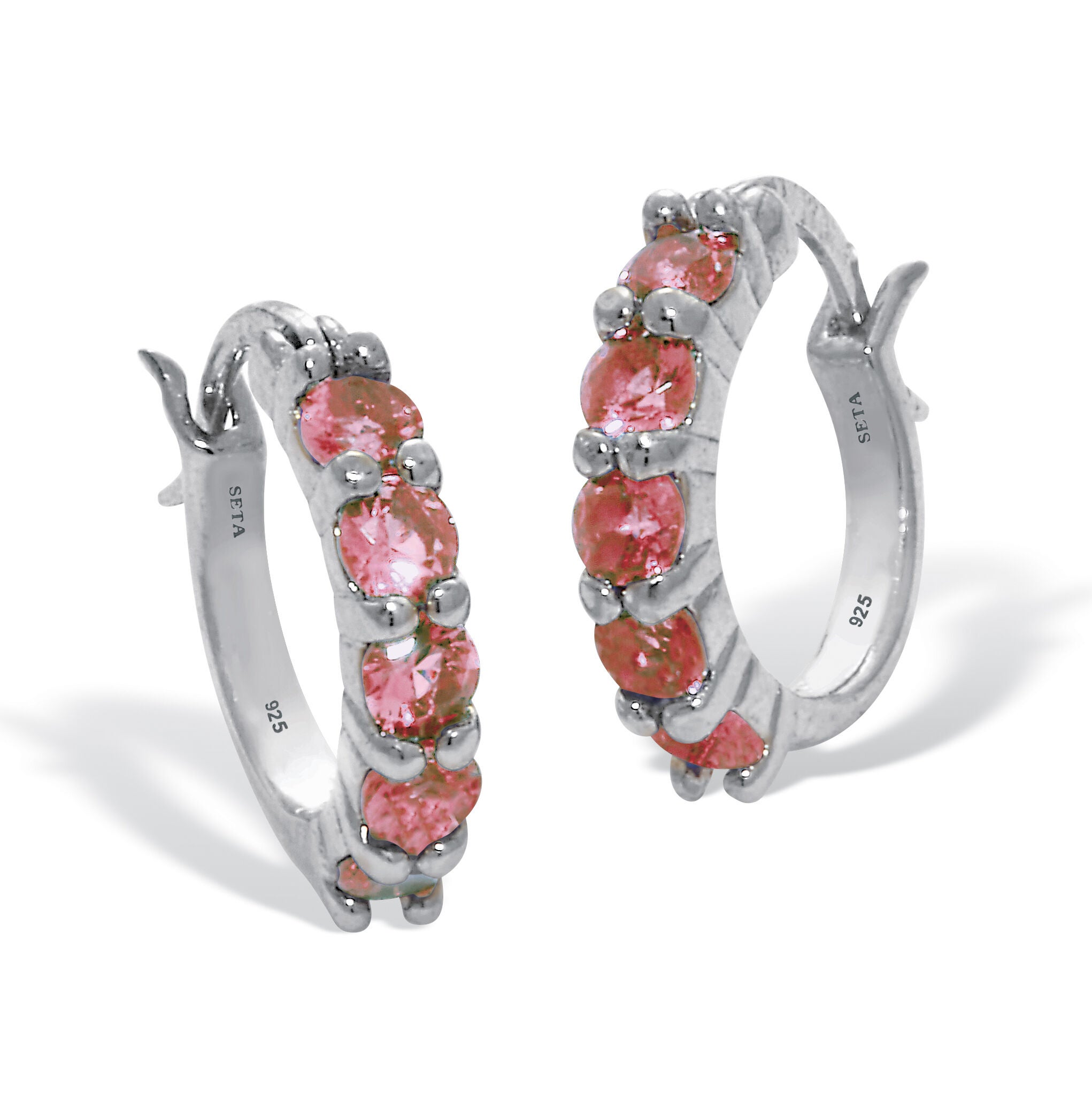 Birthstone Sterling Silver Huggie Hoop Earrings, JUNE, hi-res image number 0
